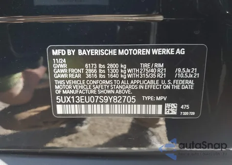2025 BMW X5 Sdrive40I from USA, damaged, VIN 5UX13EU07S9Y82705
